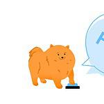 Dog talking button illustration. Work with your dog so it positively associates a word with a specific need or command.