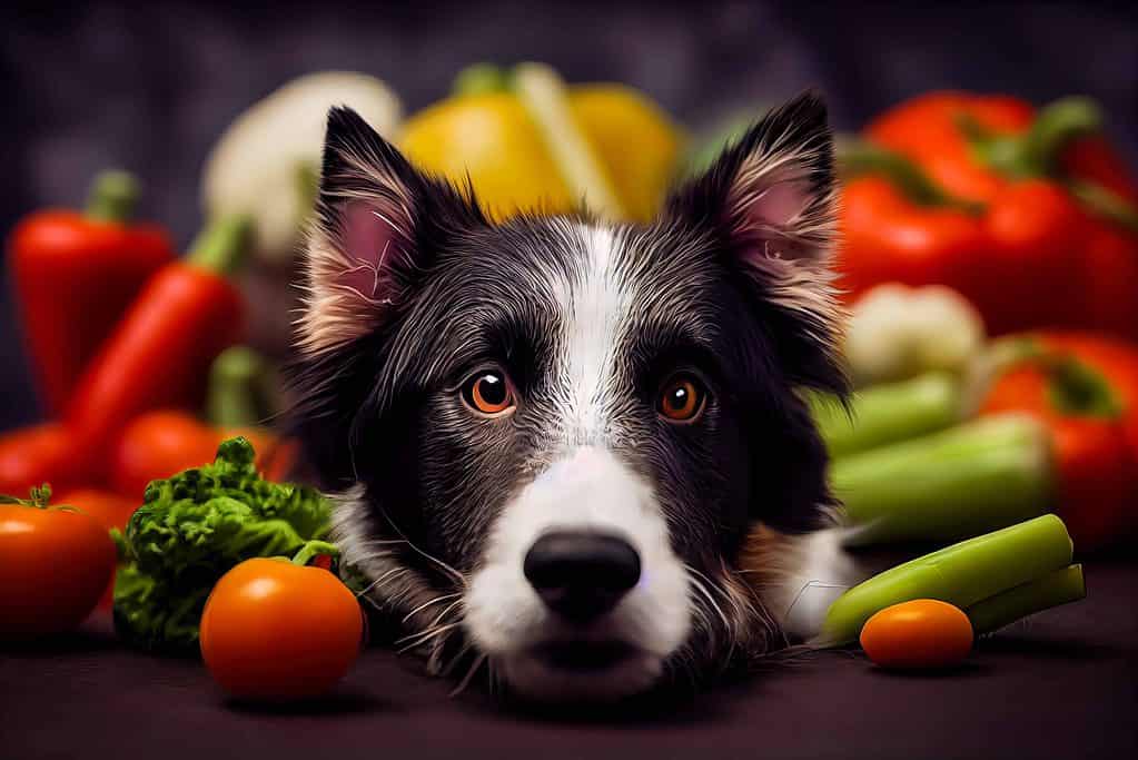 Photo illustration of dog with tomato. Feeding your pup tomatoes in moderation can be beneficial. Just avoid feeding too many or unripe tomatoes.