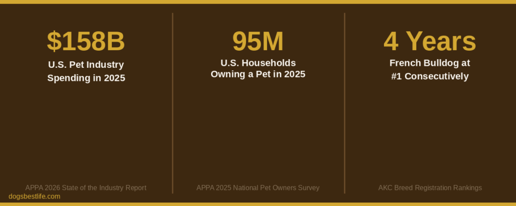 Key stats graphic for most popular dog breeds post