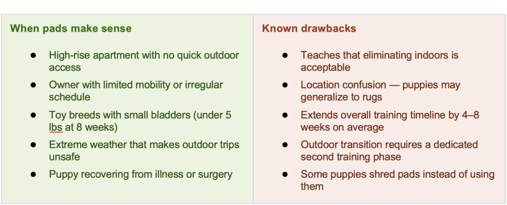 puppy peed pad guidance graphic