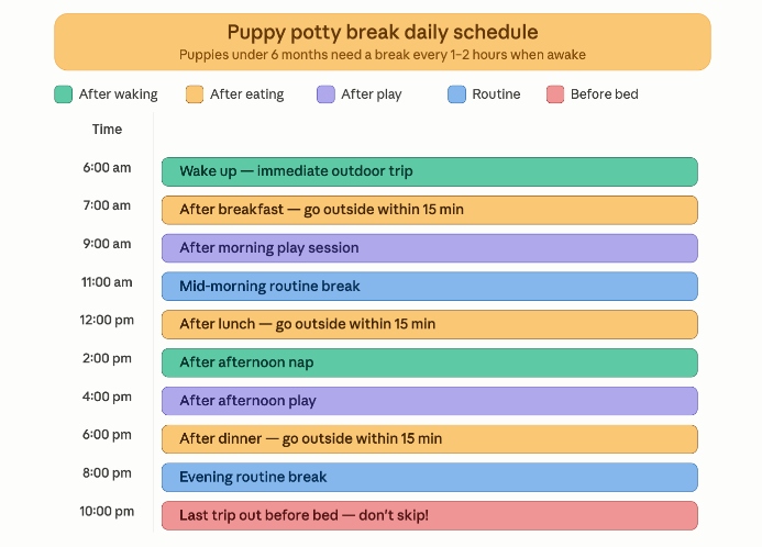 Puppy training 101: potty break schedule