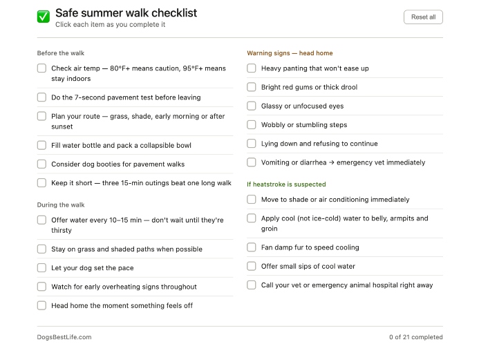 summer walk safety checklist